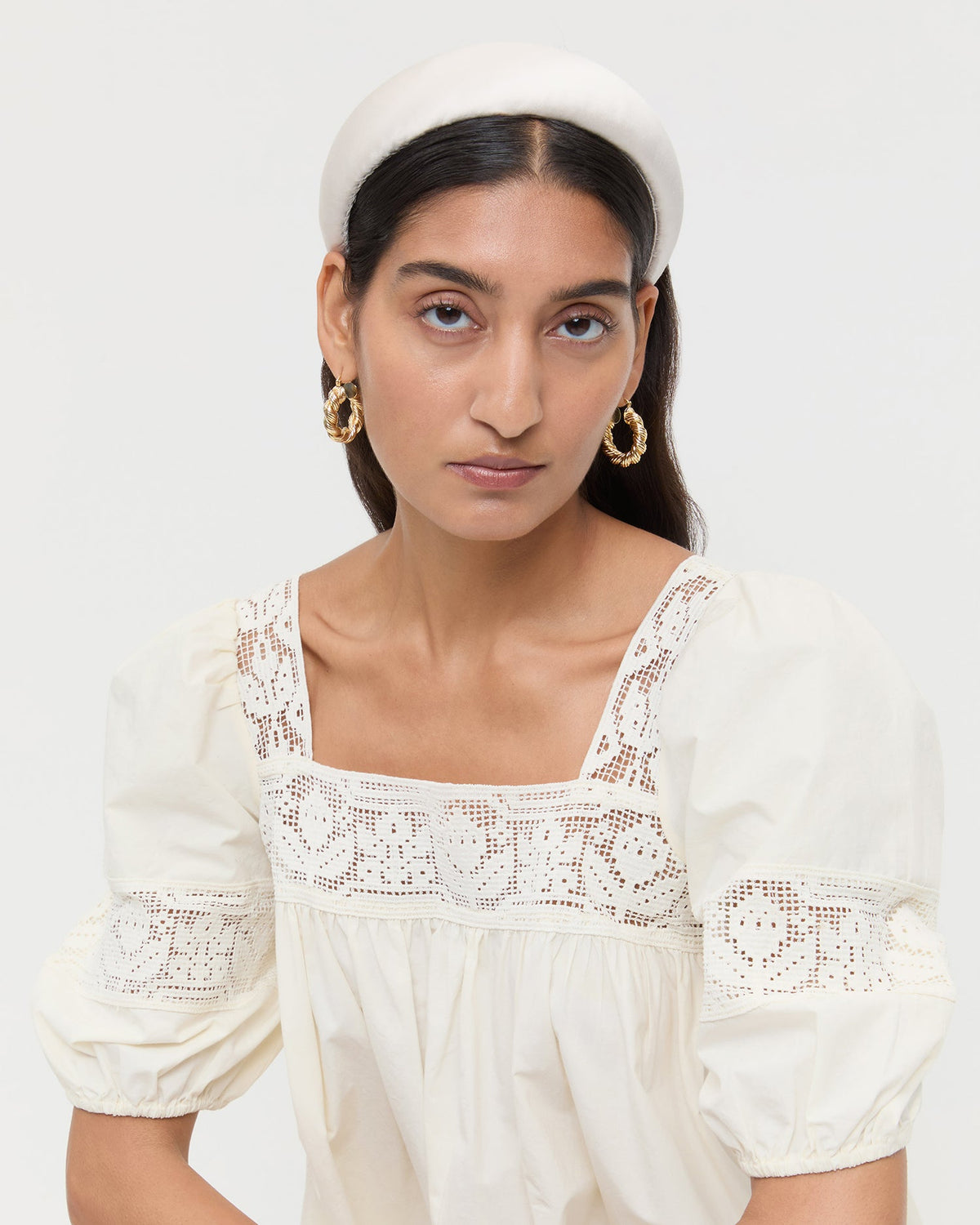 Bellamy Cream Satin Headband - Loeffler Randall Signature