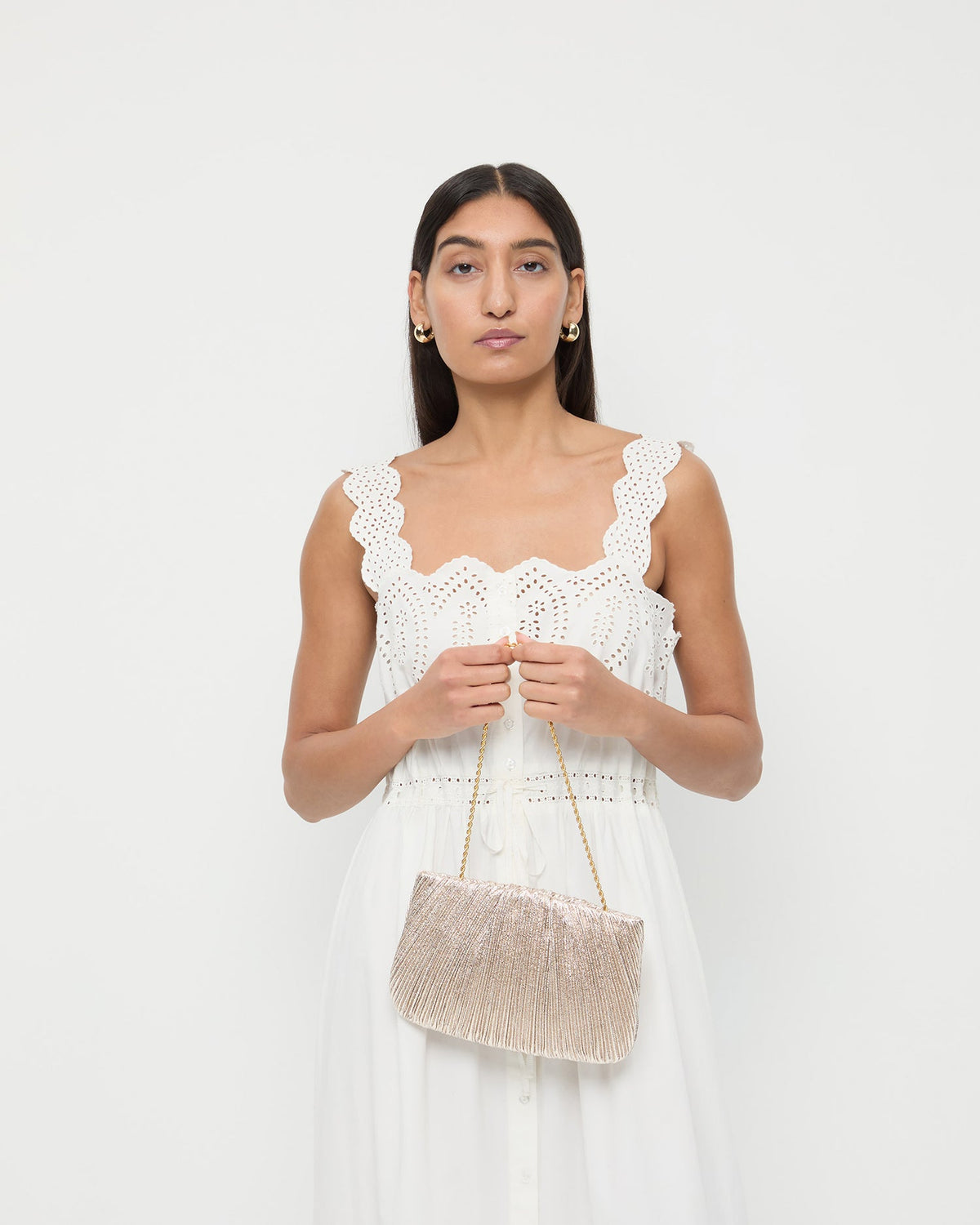 Brit Champagne Flat Pleated Clutch - Loeffler Randall Trending