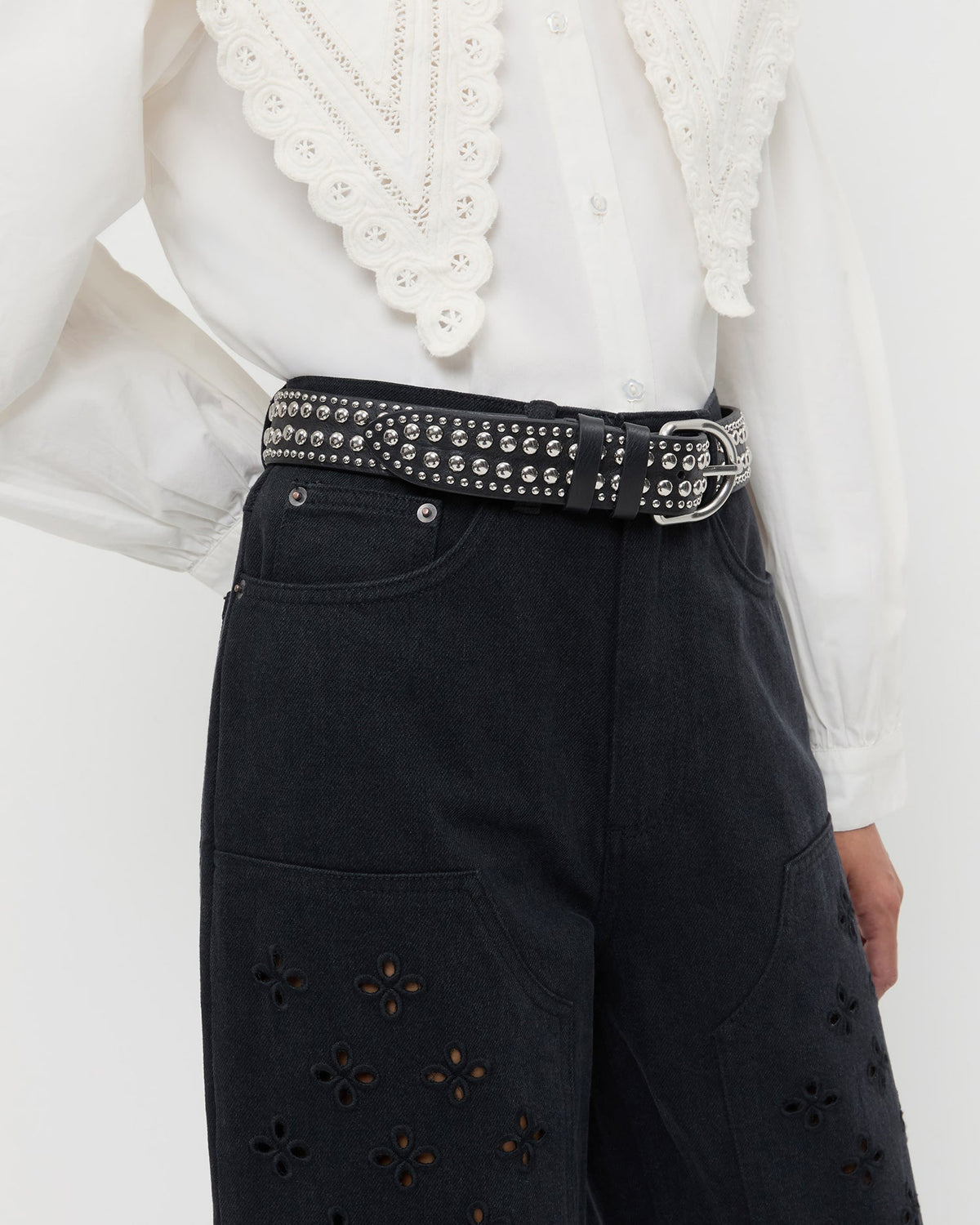 Isaac Black/Silver Studded Belt - Loeffler Randall Value