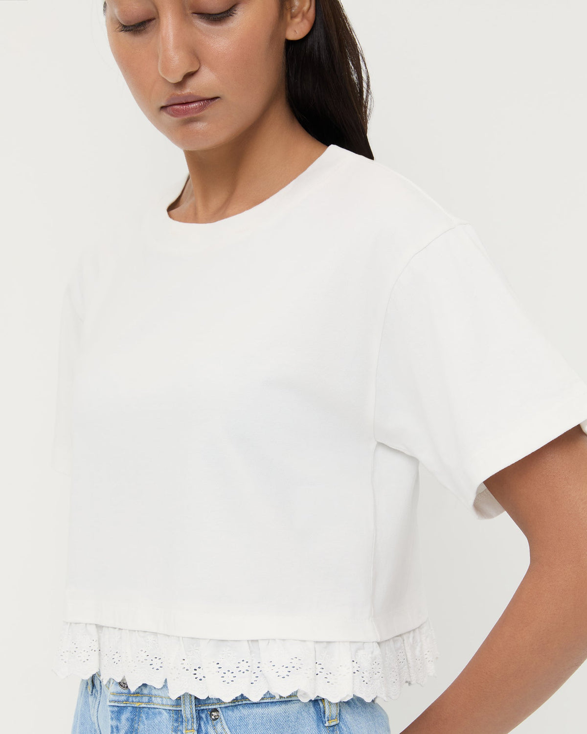 Junie Lace Trim Tee - Loeffler Randall Recommended