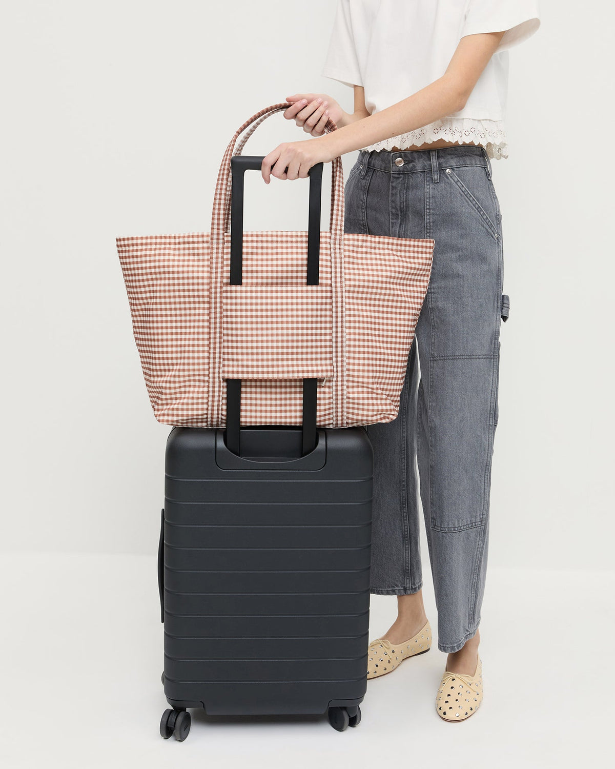 Dina Brown Gingham Travel Tote - Loeffler Randall Essential