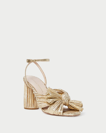 Camellia Gold Pleated Bow Heel - Loeffler Randall Classic