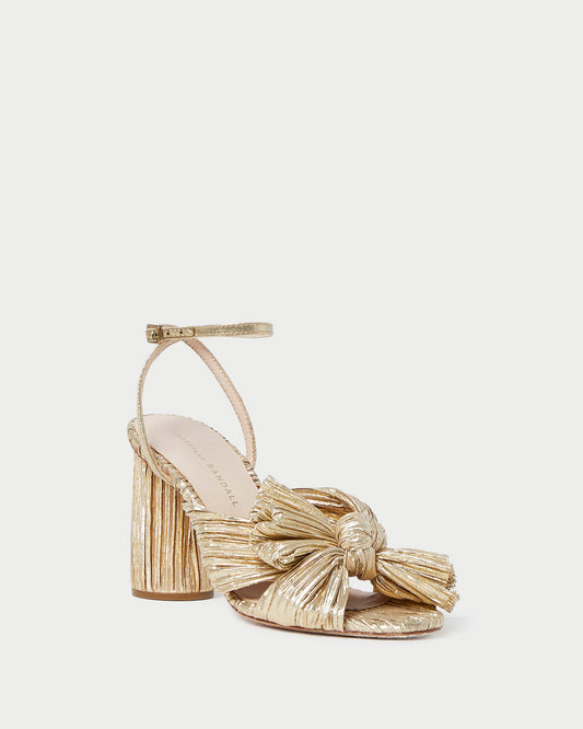 Camellia Gold Pleated Bow Heel - Loeffler Randall Classic