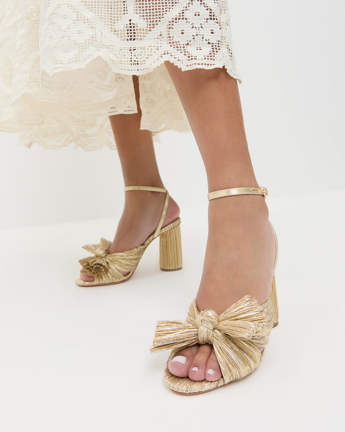Camellia Gold Pleated Bow Heel - Loeffler Randall Classic