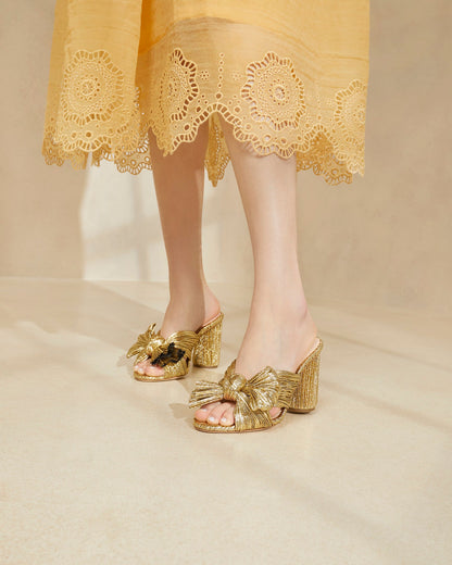 Penny Gold Pleated Bow Heel - Loeffler Randall Classic
