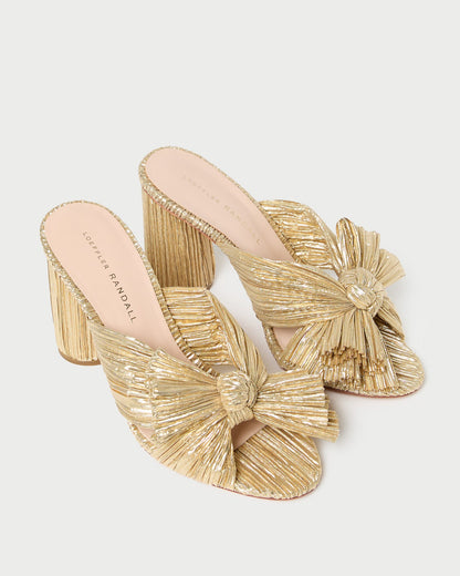 Penny Gold Pleated Bow Heel - Loeffler Randall Classic