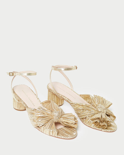 Dahlia Gold Pleated Bow Heel - Loeffler Randall Classic