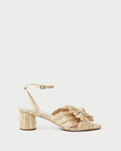 Dahlia Gold Pleated Bow Heel - Loeffler Randall Classic