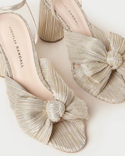 Camellia Platinum Pleated Bow Heel - Loeffler Randall Exclusive