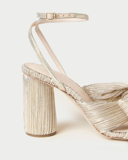 Camellia Platinum Pleated Bow Heel - Loeffler Randall Exclusive