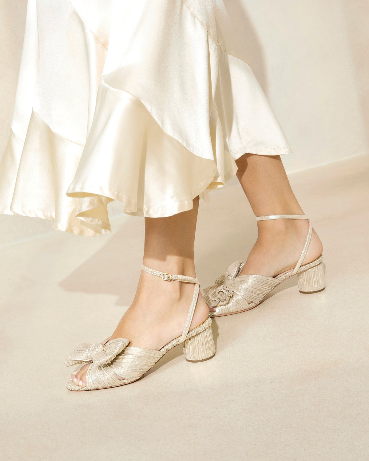 Dahlia Platinum Pleated Bow Heel - Loeffler Randall Premium
