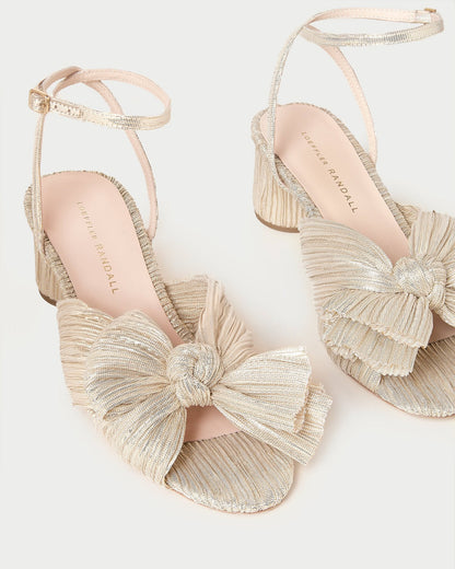 Dahlia Platinum Pleated Bow Heel - Loeffler Randall Premium