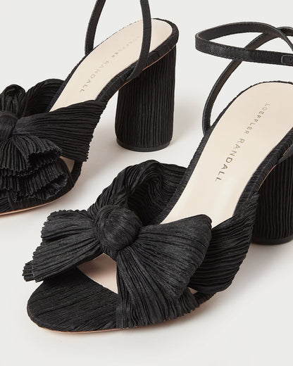 Camellia Black Pleated Bow Heel - Loeffler Randall Value