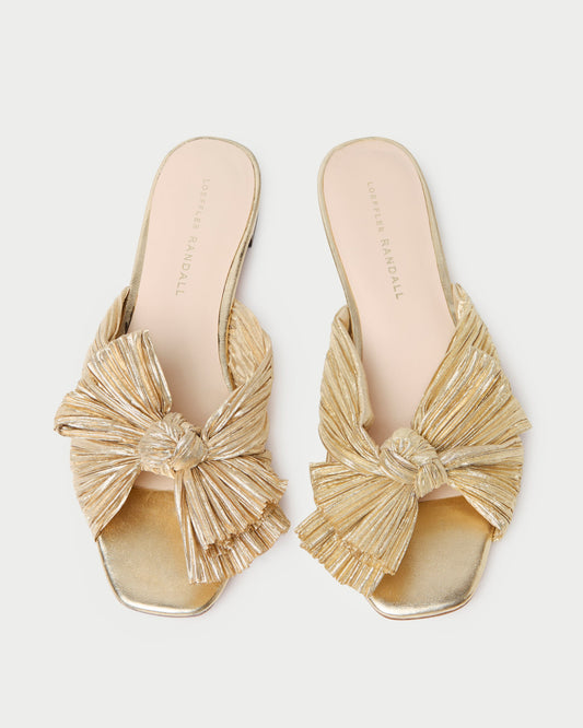 Daphne Gold Bow Slide Sandal - Loeffler Randall Essential