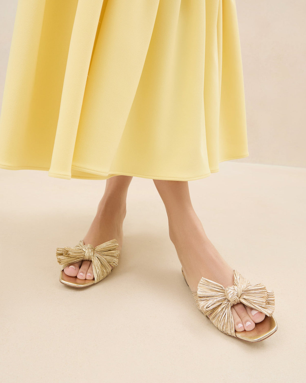Daphne Gold Bow Slide Sandal - Loeffler Randall Essential