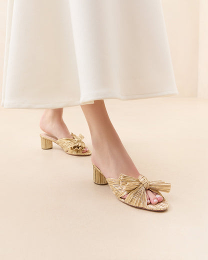 Emilia Gold Pleated Bow Heel - Loeffler Randall Recommended