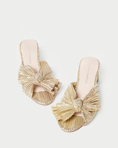 Emilia Gold Pleated Bow Heel - Loeffler Randall Recommended