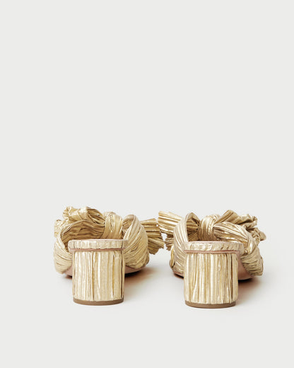 Emilia Gold Pleated Bow Heel - Loeffler Randall Recommended