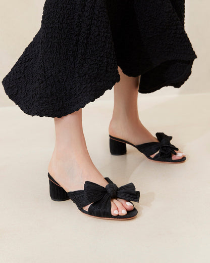 Emilia Black Pleated Bow Heel - Loeffler Randall Featured