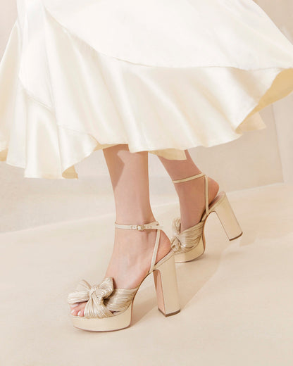 Natalia Platinum Platform Bow Heel - Loeffler Randall Quality