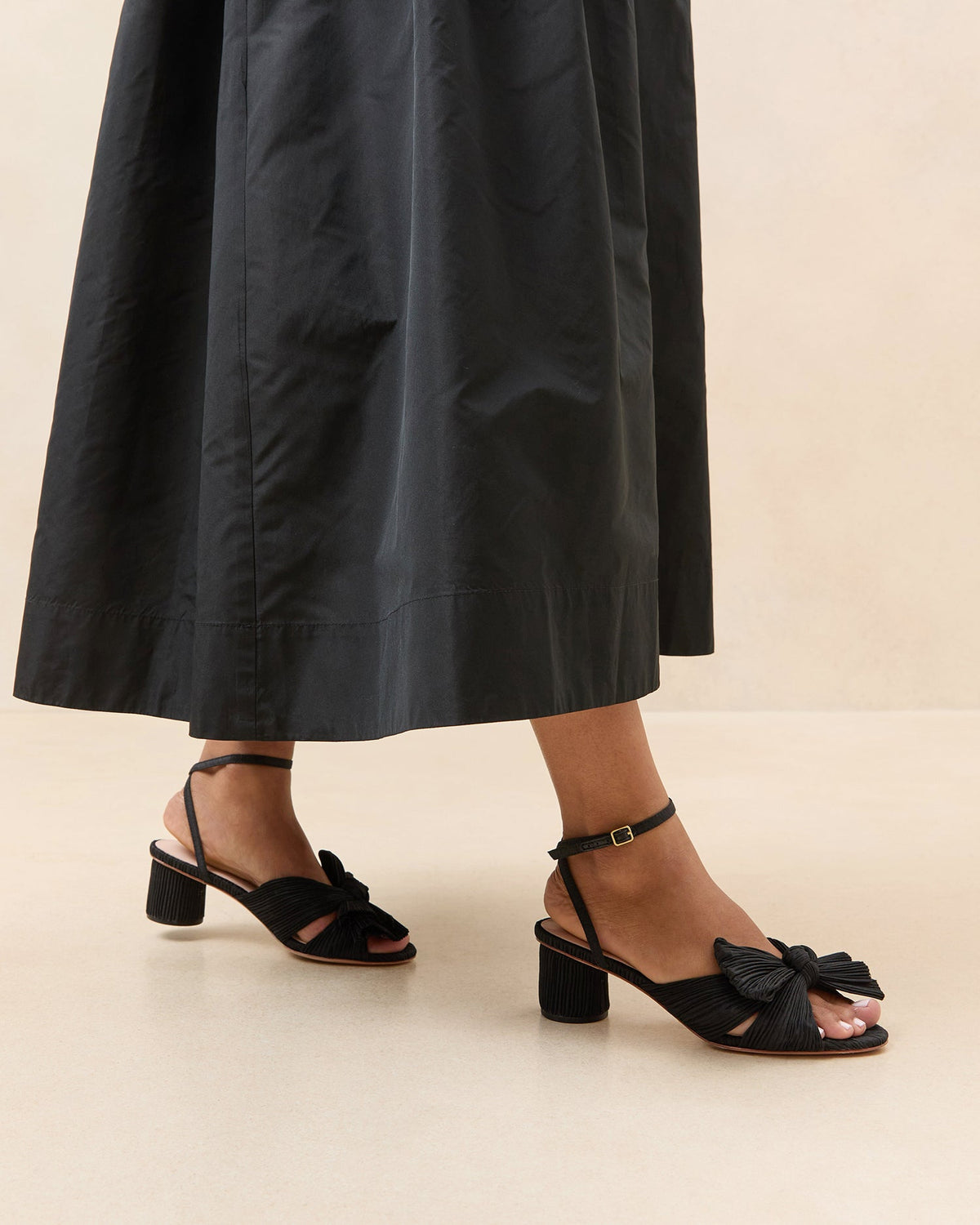 Dahlia Black Pleated Bow Heel - Loeffler Randall Popular