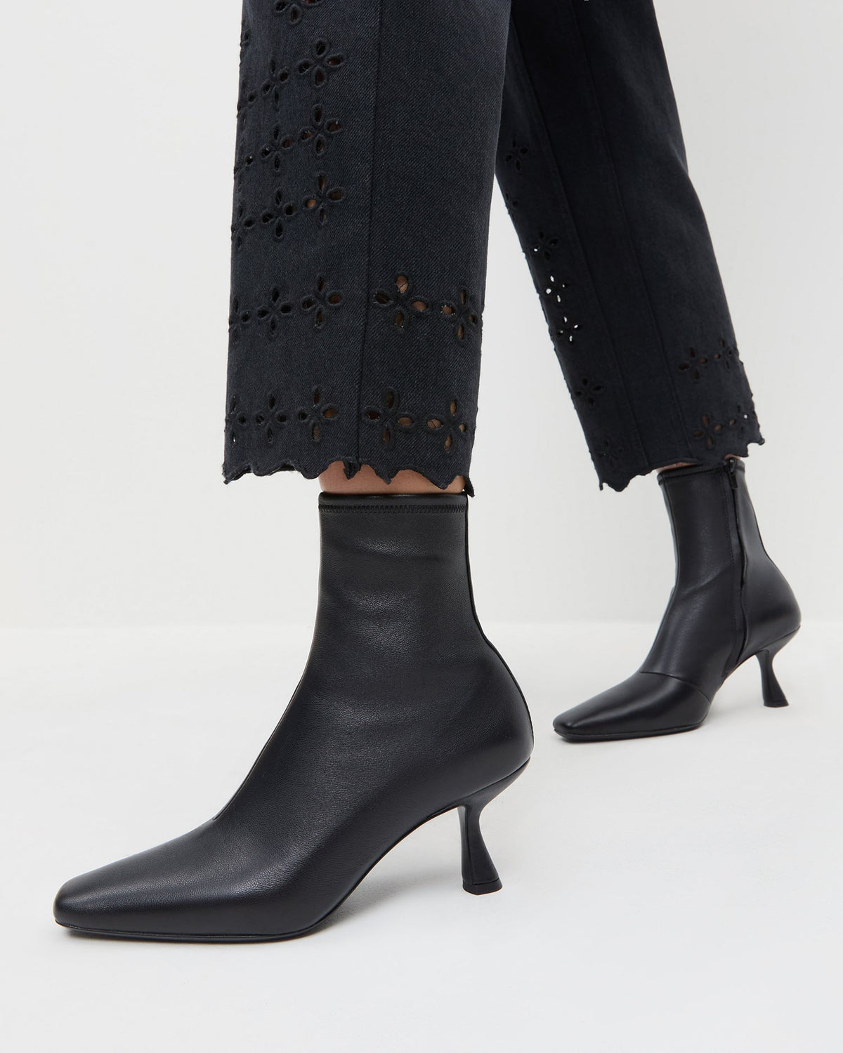 Thandy Black Leather Curved Heel Bootie - Loeffler Randall Best Price