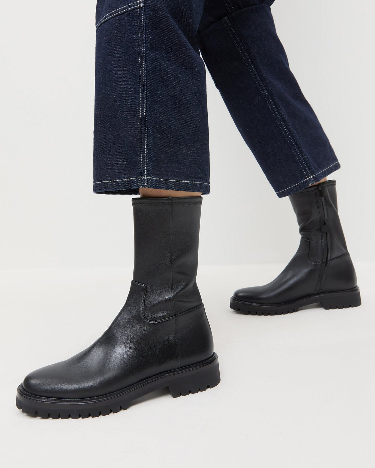 Danny Black Leather Lug Boot - Loeffler Randall Sale