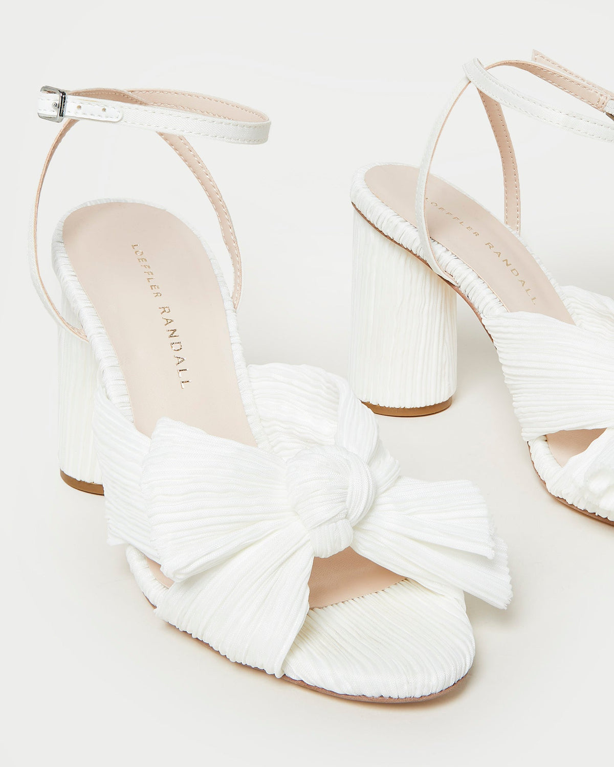 Camellia White Pleated Bow Heel - Loeffler Randall Classic