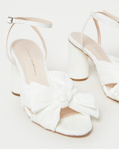 Camellia White Pleated Bow Heel - Loeffler Randall Classic