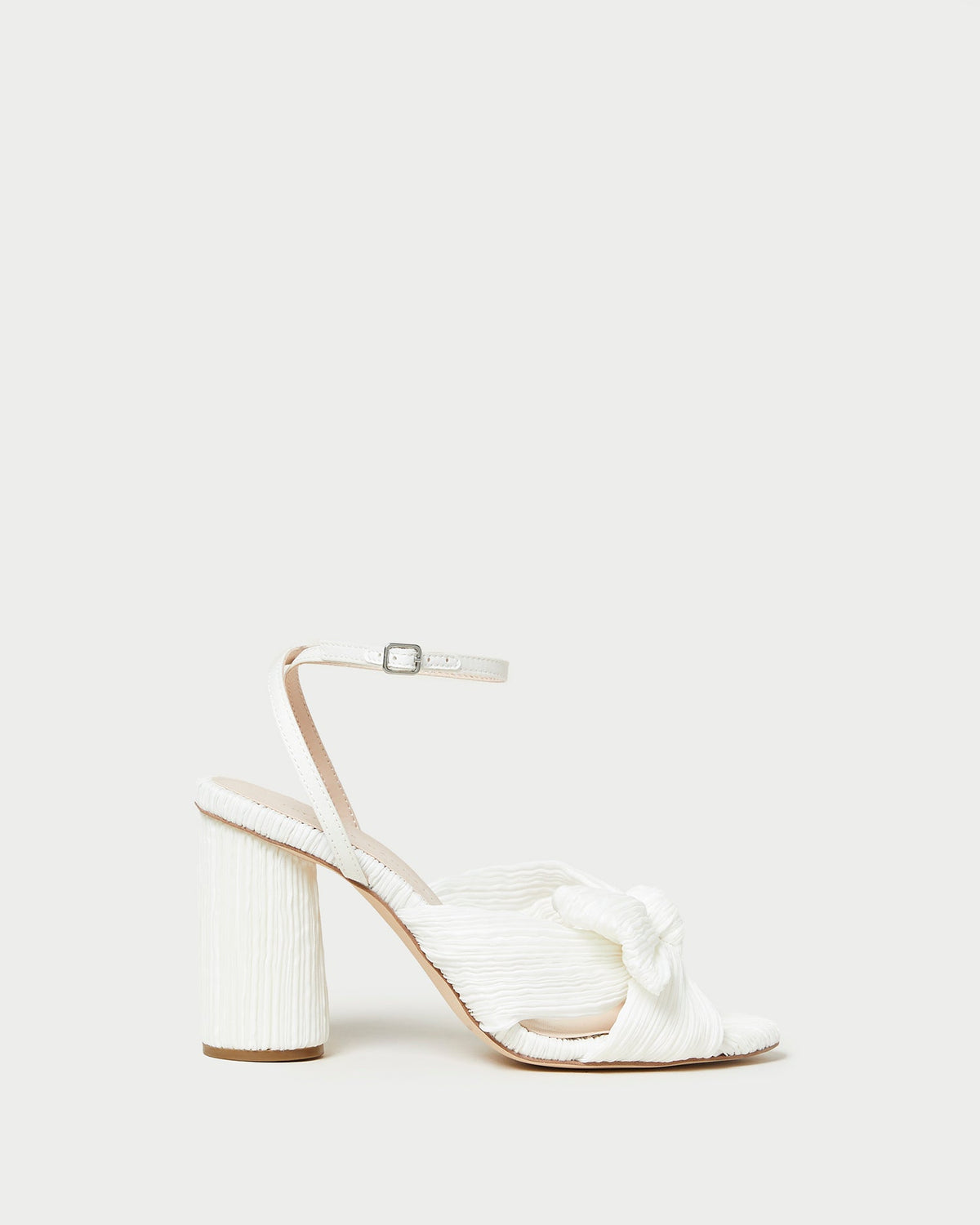 Camellia White Pleated Bow Heel - Loeffler Randall Classic