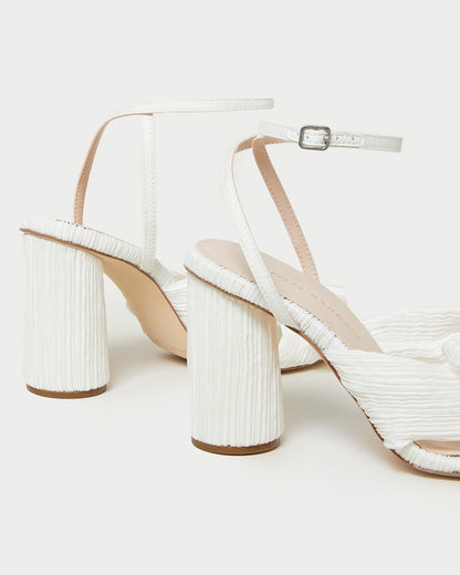 Camellia White Pleated Bow Heel - Loeffler Randall Classic