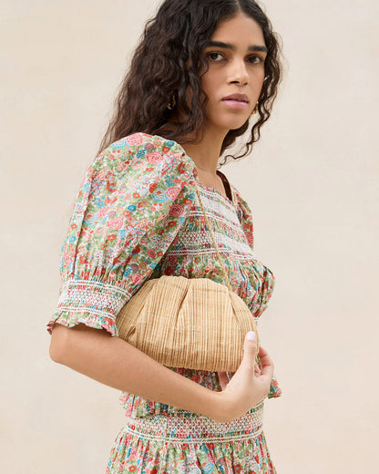 Bailey Natural Pleated Dome Clutch - Loeffler Randall New