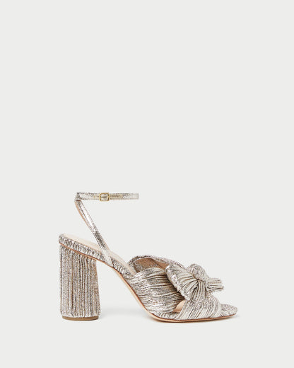 Camellia Champagne Pleated Bow Heel - Loeffler Randall Featured