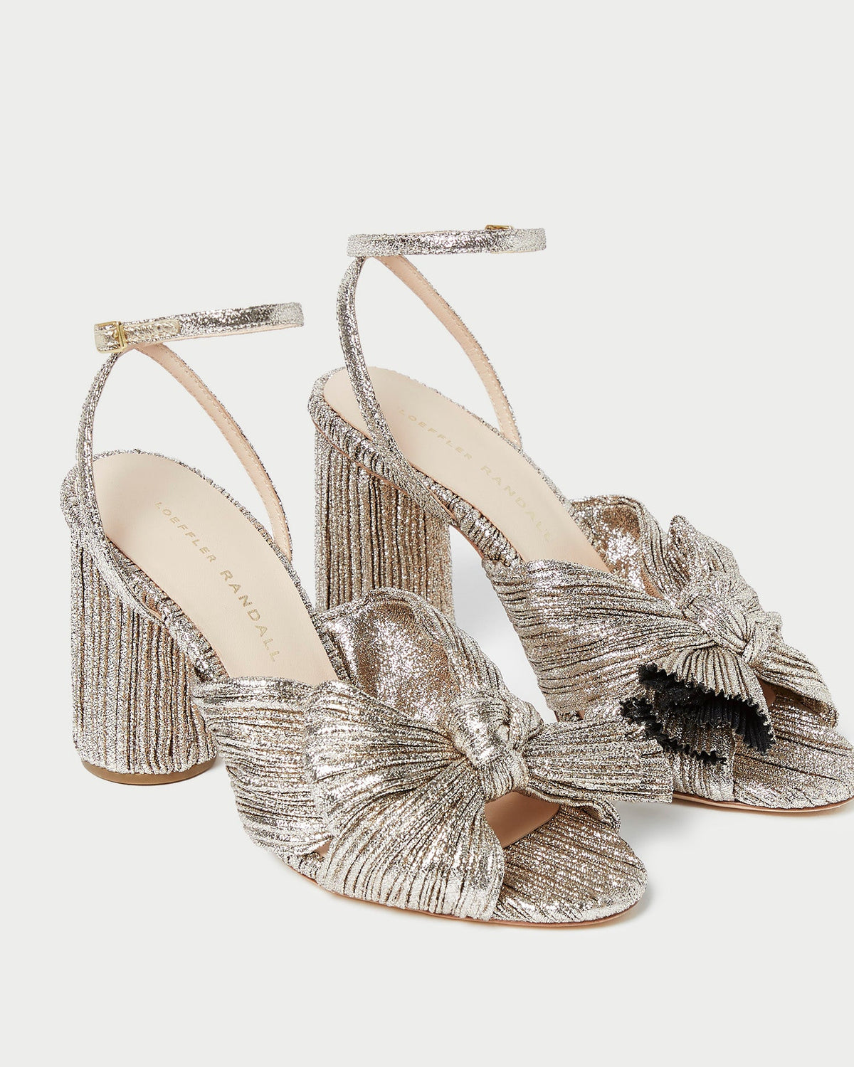 Camellia Champagne Pleated Bow Heel - Loeffler Randall Featured