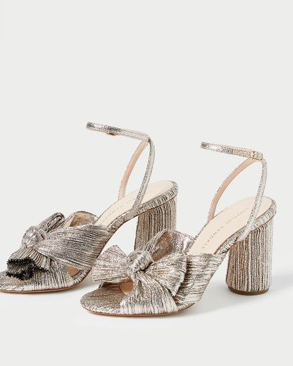Camellia Champagne Pleated Bow Heel - Loeffler Randall Featured