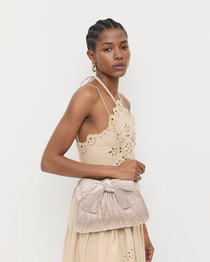Rayne Champagne Bow Clutch - Loeffler Randall Best Seller