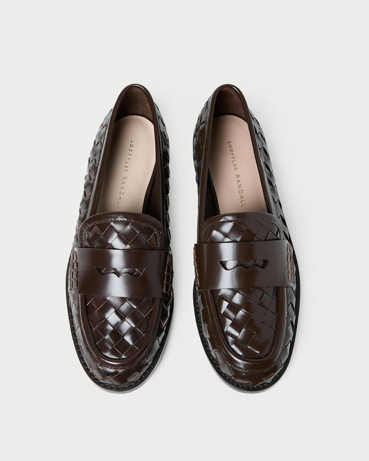 Rachel Espresso Woven Leather Loafer - Loeffler Randall Best Price