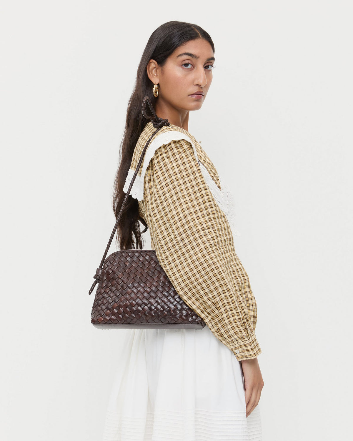 Mallory Chocolate Woven Leather Crossbody - Loeffler Randall Popular