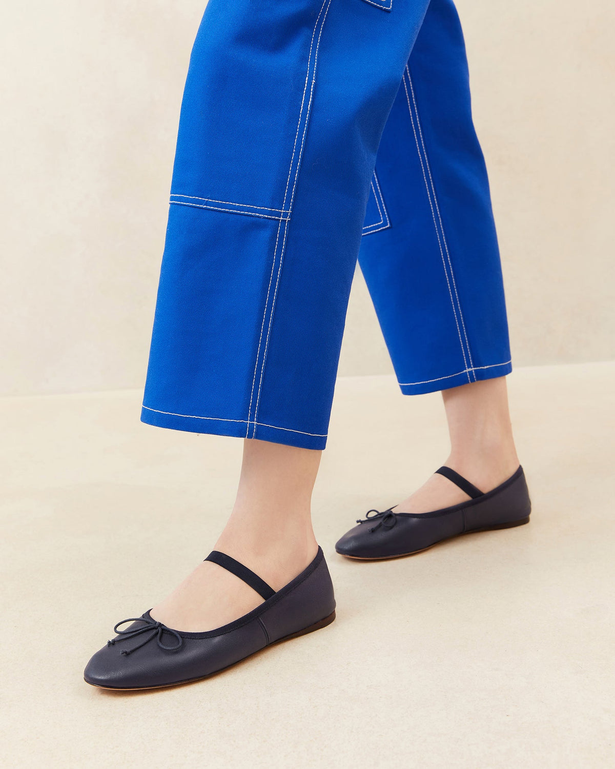 Leonie Navy Leather Ballet Flat - Loeffler Randall Best Seller