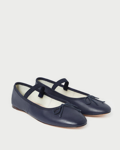 Leonie Navy Leather Ballet Flat - Loeffler Randall Best Seller
