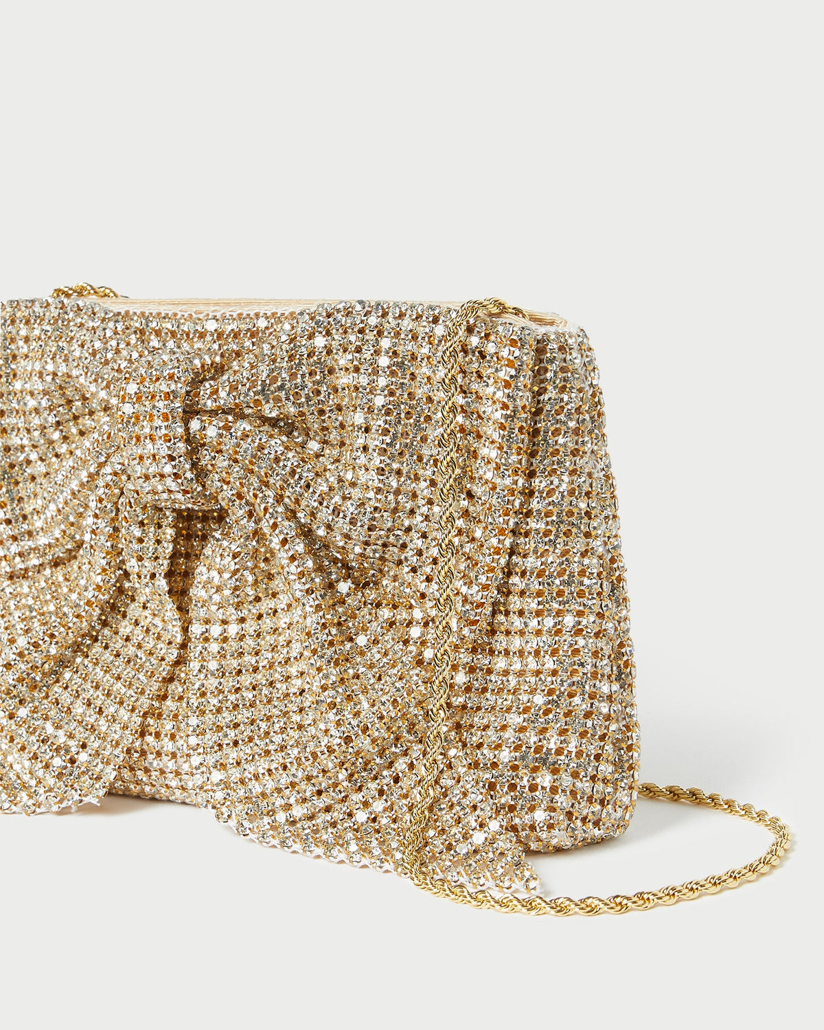 Jolene Gold Diamanté Bow Clutch - Loeffler Randall Essential