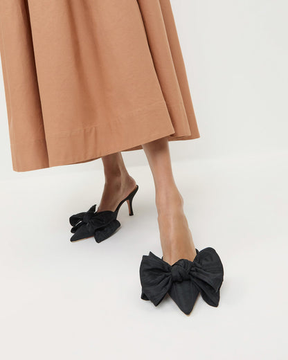 Margot Black Moiré Bow Mule - Loeffler Randall Great Value
