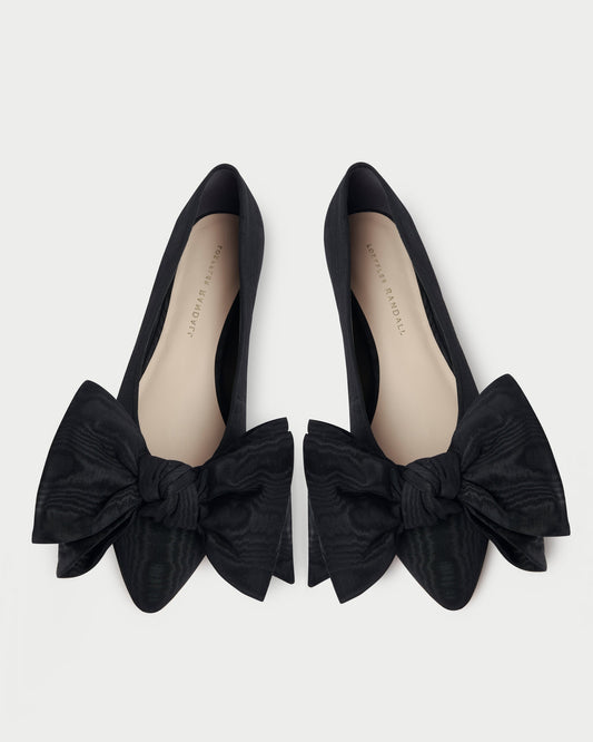 Noa Black Moiré Bow Flat - Loeffler Randall Featured