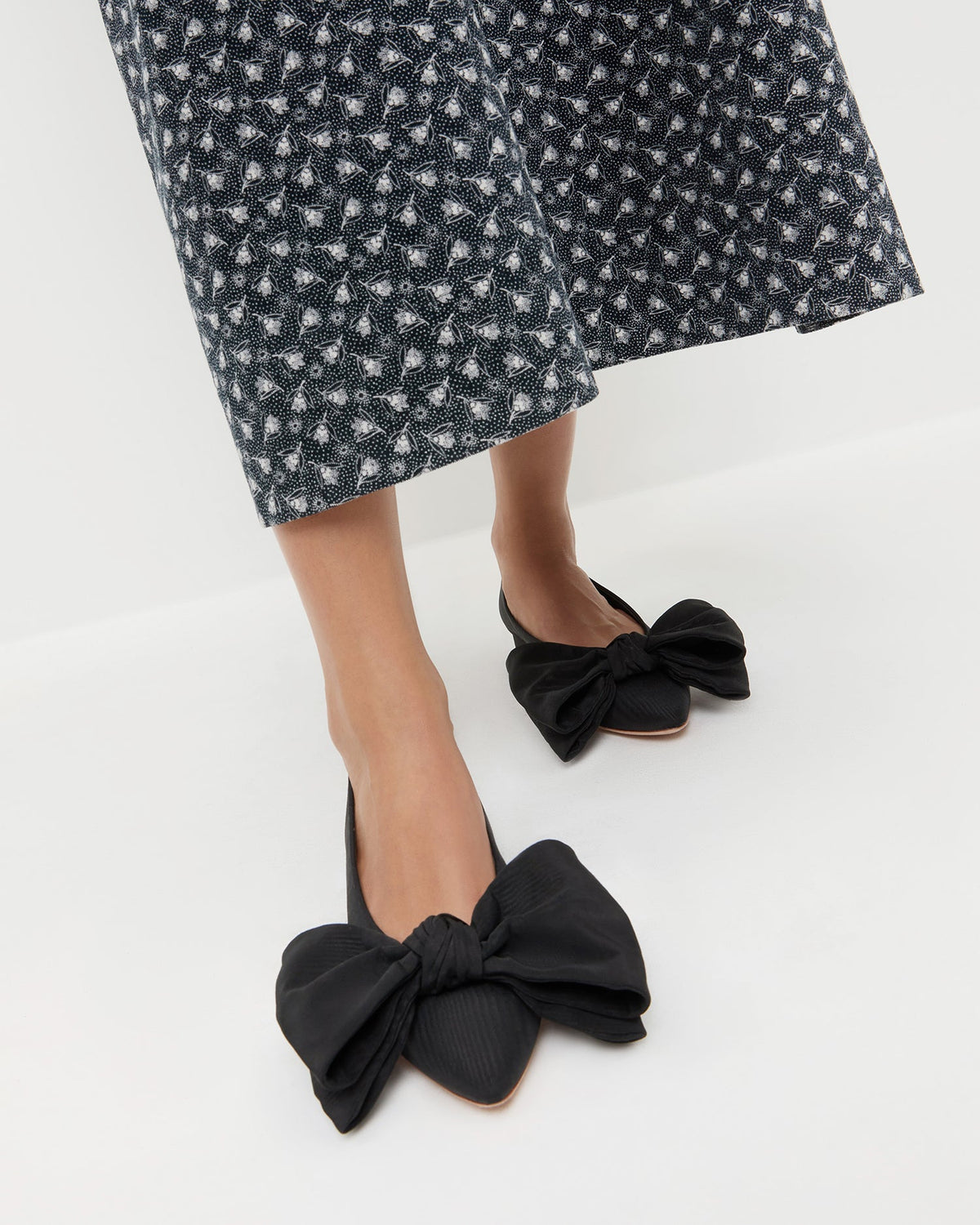 Noa Black Moiré Bow Flat - Loeffler Randall Featured