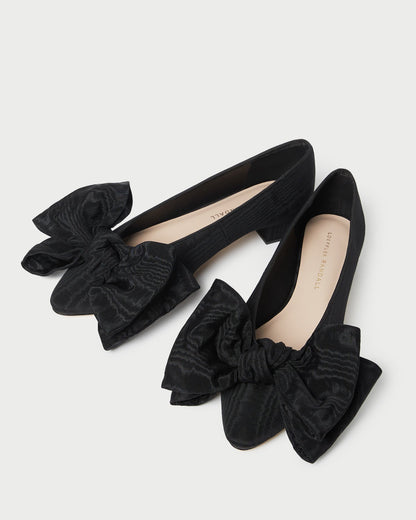Noa Black Moiré Bow Flat - Loeffler Randall Featured