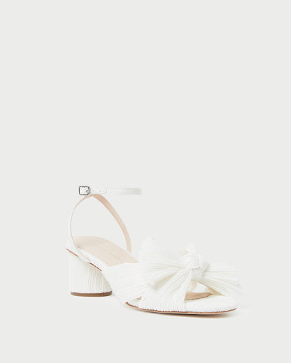 Dahlia White Pleated Bow Heel - Loeffler Randall Trusted