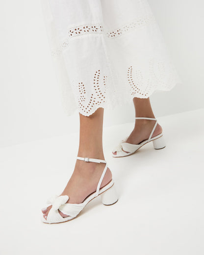 Dahlia White Pleated Bow Heel - Loeffler Randall Trusted