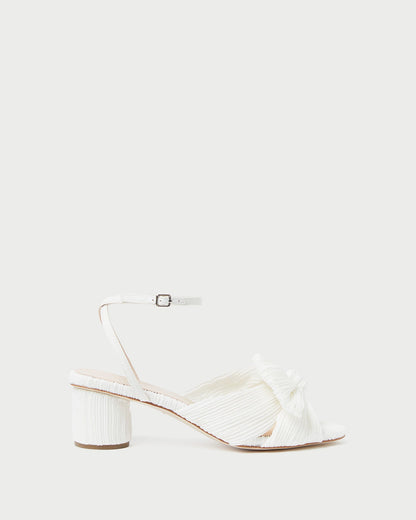 Dahlia White Pleated Bow Heel - Loeffler Randall Trusted