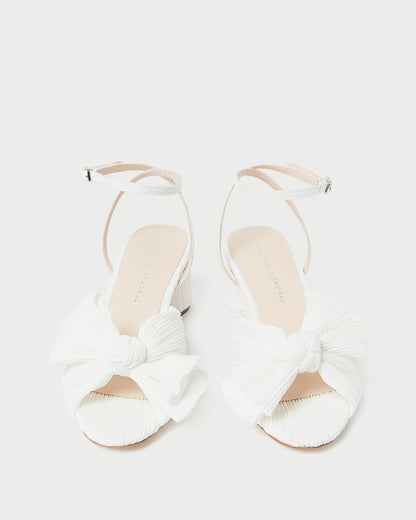 Dahlia White Pleated Bow Heel - Loeffler Randall Trusted