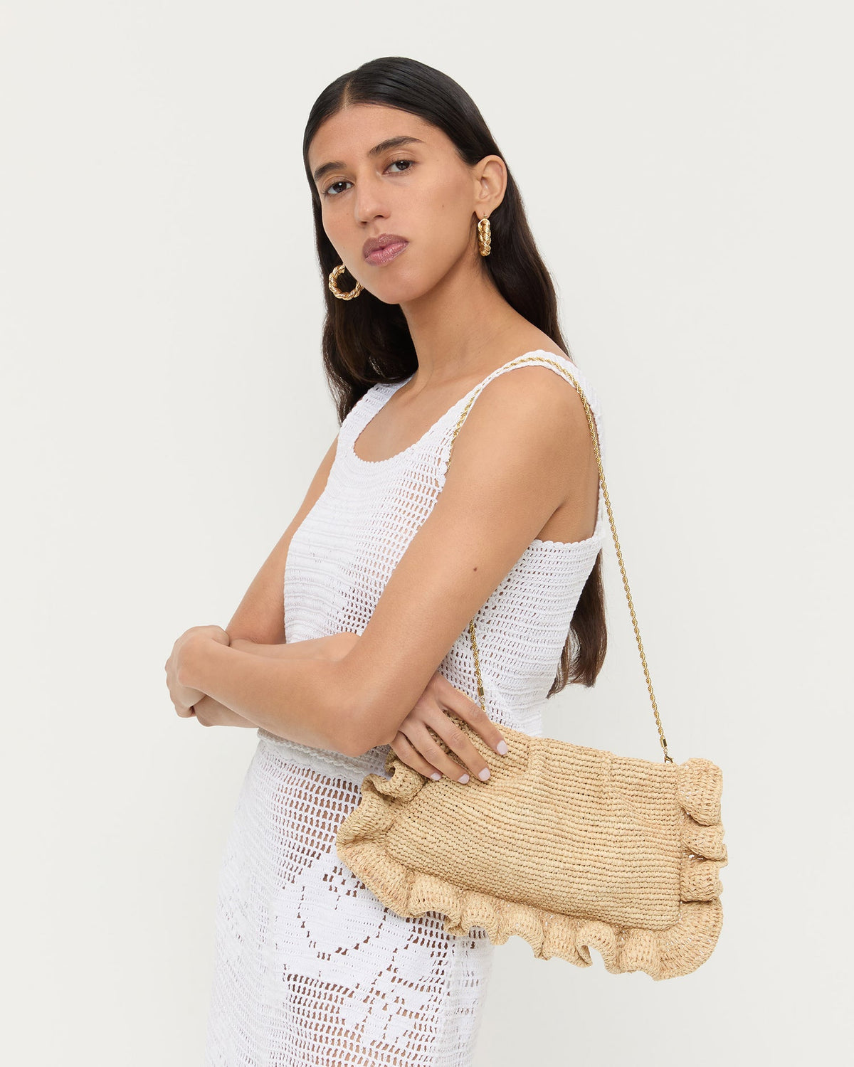 Mavis Natural Raffia Ruffle Clutch - Loeffler Randall Essential